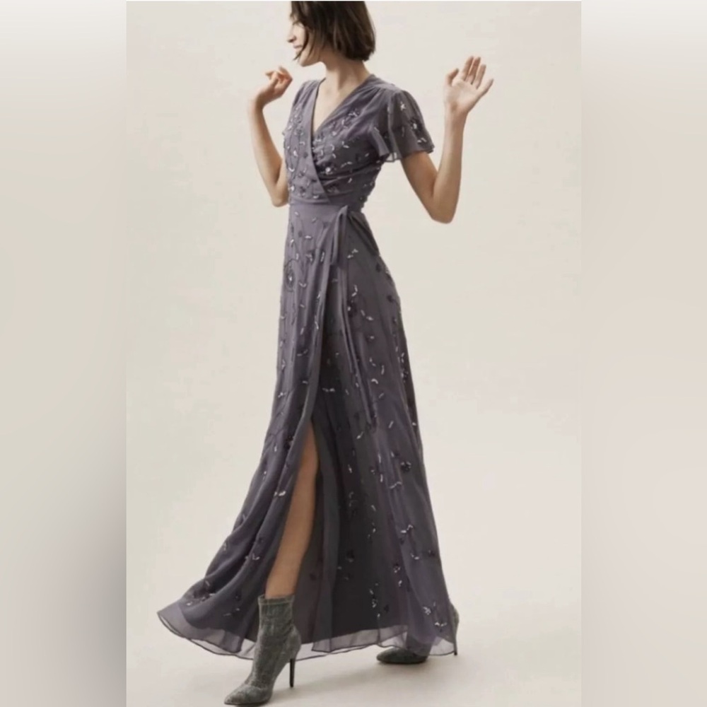 BHLDN Gray Embellished Wedding Dress